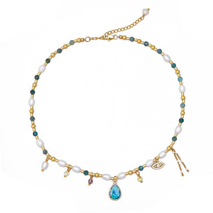 Colar Intenso de Opala e Pérola