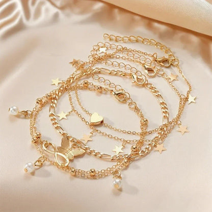 Conjunto de Tornozeleira Sonhos de Borboleta Pérola