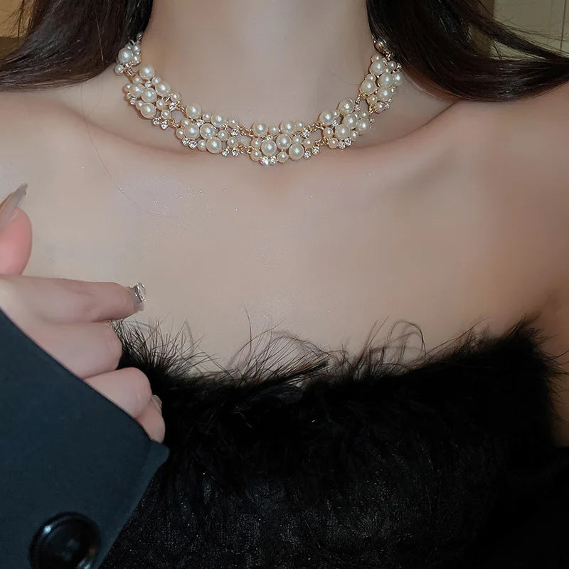 Conjunto de Joias de Pérola e Cristal Atemporal