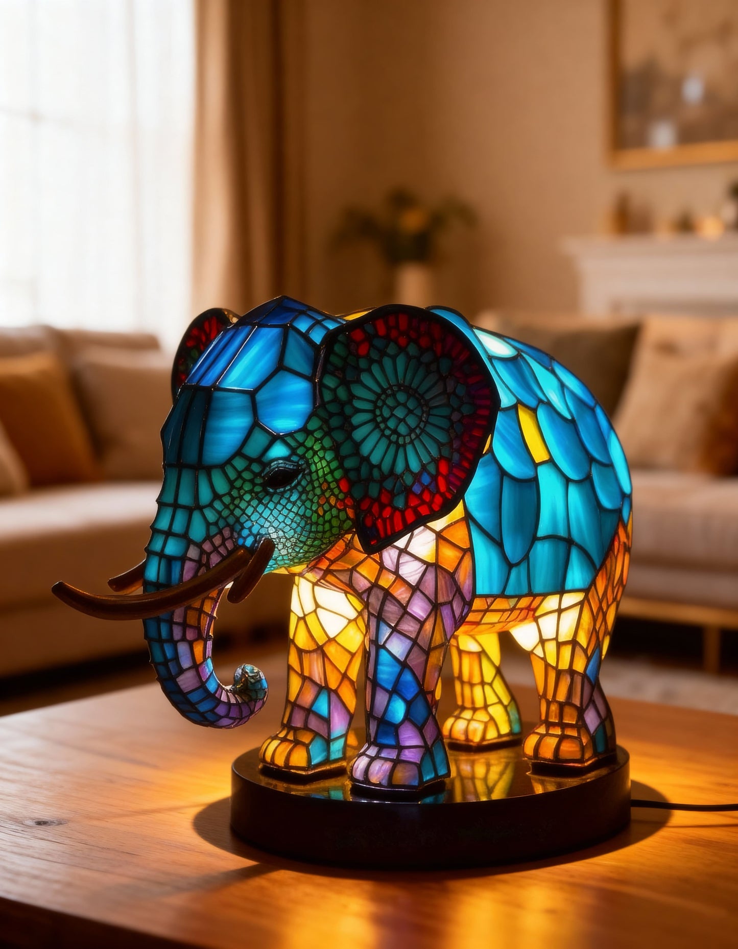 ELEGLOW | ELEFANTE DE VIDRO MANCHADO VIBRANTE