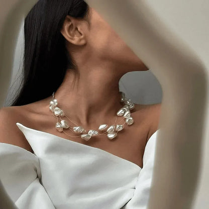 Conjunto de Colar e Pulseira de Pérolas Luminosas