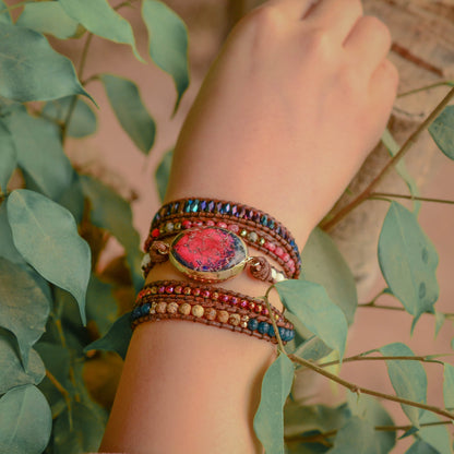 Pulseira Envolvente de Jaspe Imperial Fogo