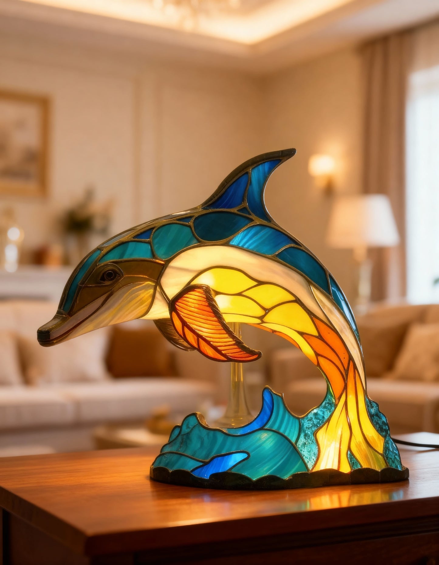 OCEAGLOW | LÂMPADA DE VIDRO DOLPHIN ELEGANTE
