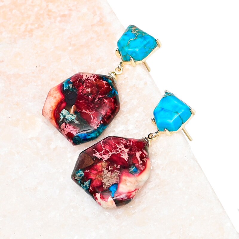 Brincos Pendentes de Jaspe Imperial