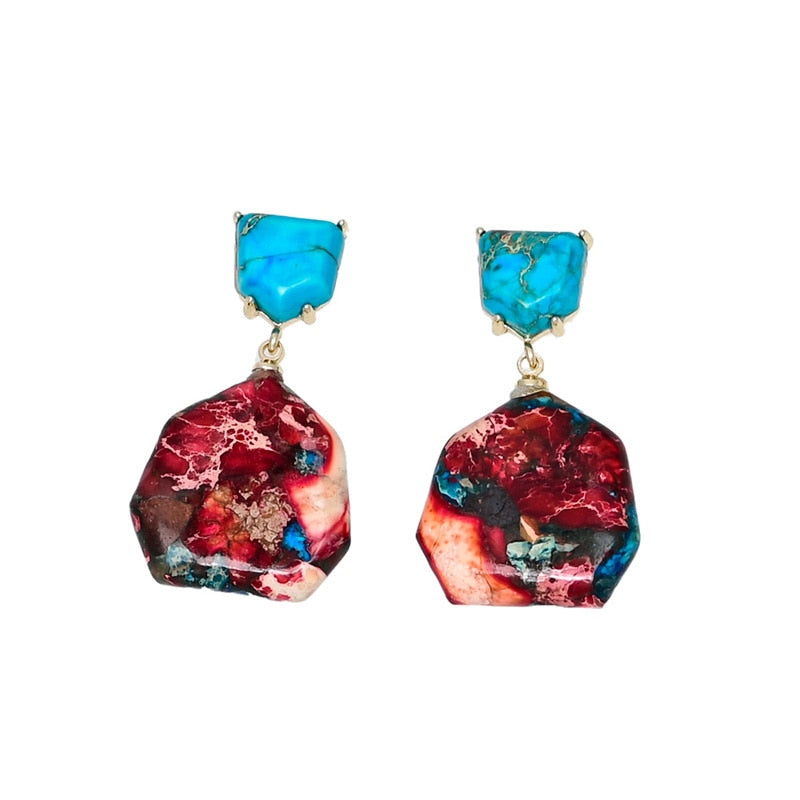 Brincos Pendentes de Jaspe Imperial