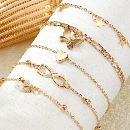 Conjunto de Tornozeleira Sonhos de Borboleta Pérola